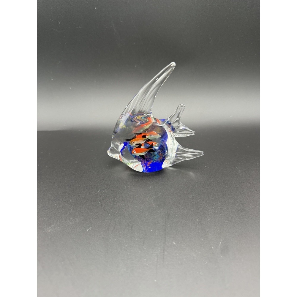 Murano Style Fish Tropical Aquarium Scene Heavy Glass Art Sculpture Paperweight